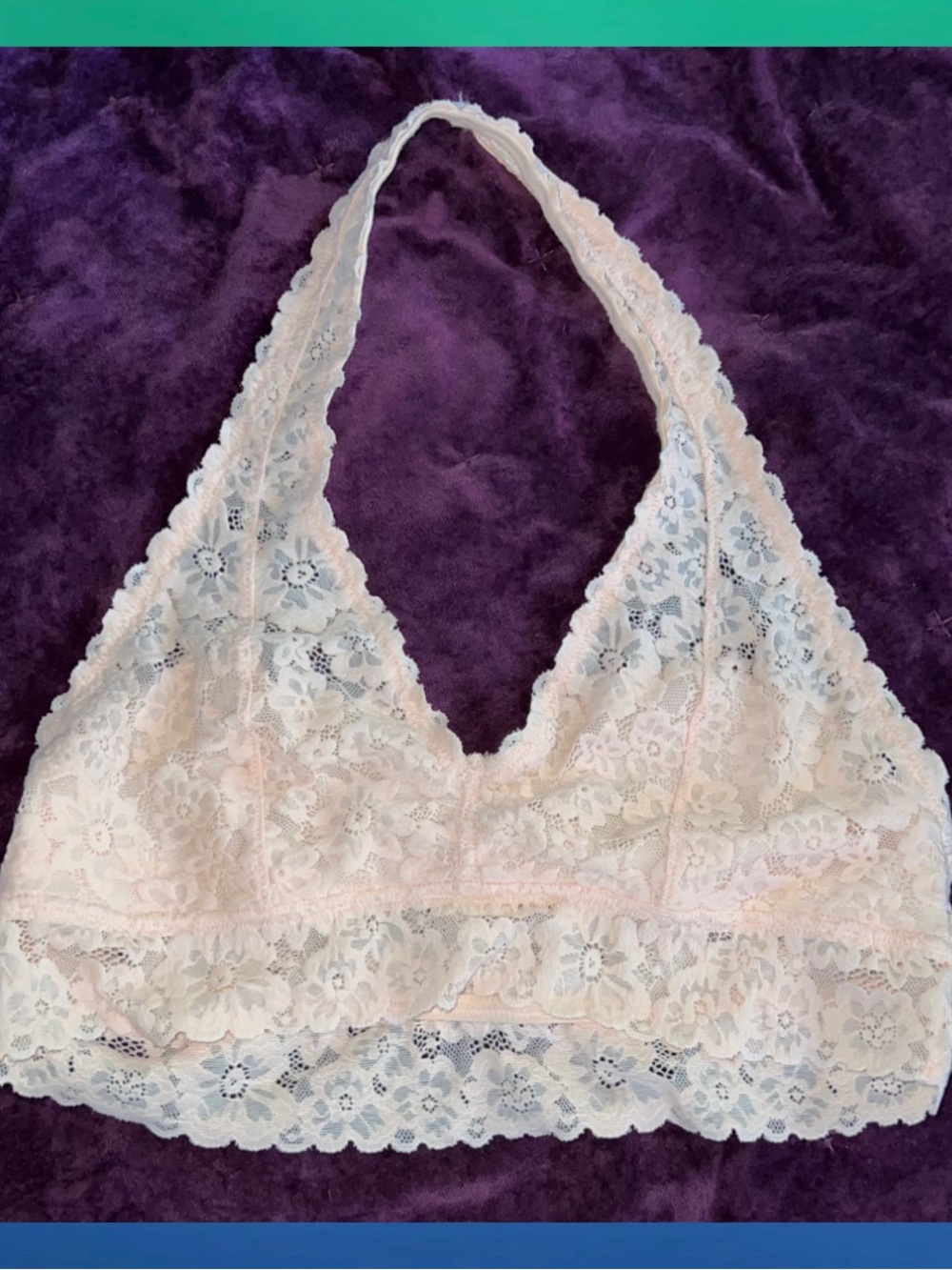Aerie Womens Lace Light Pink Rose Halter Bralette Bra